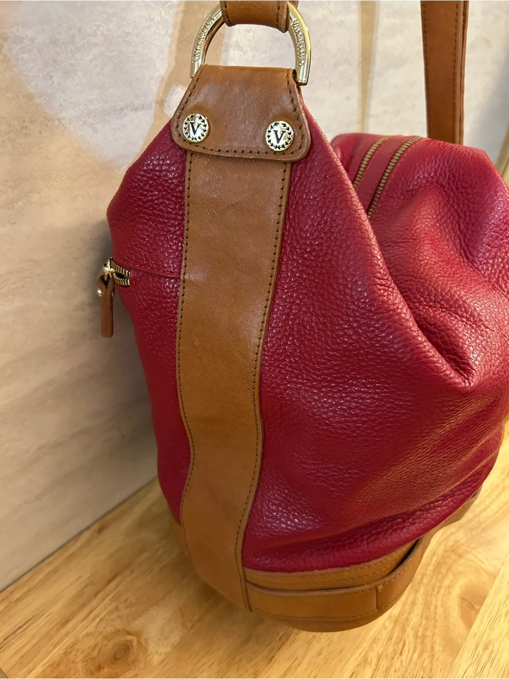 Valentina Genuine Italian Leather Convertible Bucket Tote/Hobo
